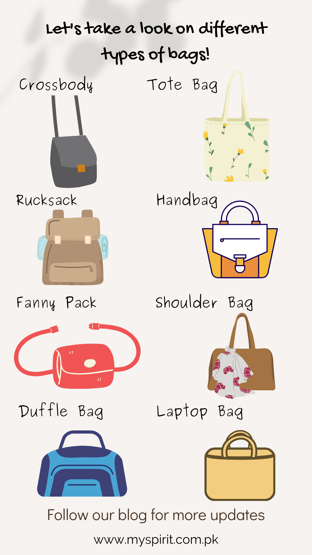 Types of bags - A mini guide to popular styles of bags – Spirit Pakistan